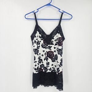 White House Black Market Cami Y2K Lace Trim Size S Goth Grunge Whimsigoth Floral